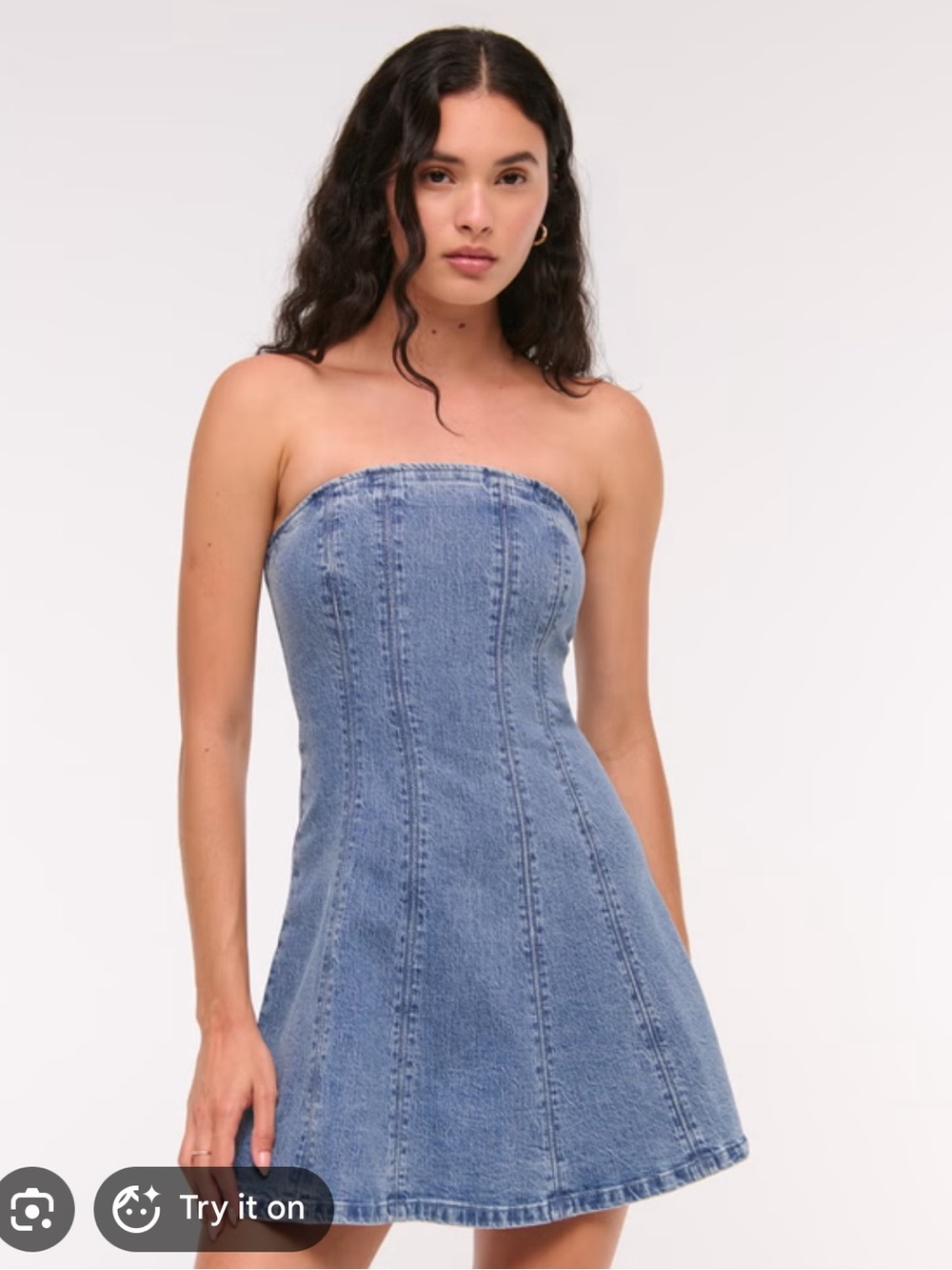 NWT Abercrombie A&F Mila Strapless Denim Mini Dress